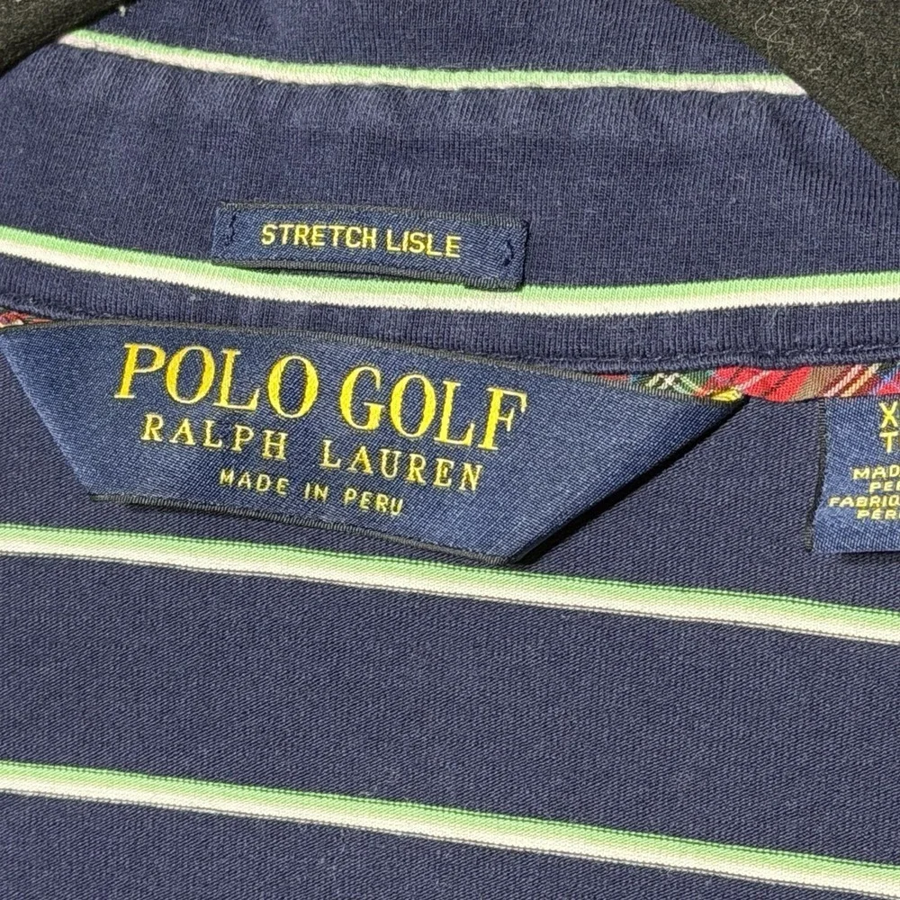 Polo Golf‎ Ralph Lauren Striped Polo Shirt Blue Stretch Mens XL Casual